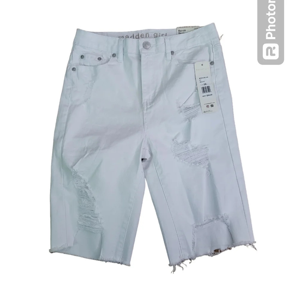 💕Madden Girl bandit Bermuda jorts distressed shorts